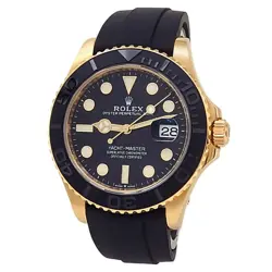 Rolex Yacht-Master 18k Yellow Gold Black Rubber Auto Black Men's Watch 226658