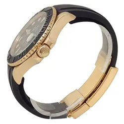 Rolex Yacht-Master 18k Yellow Gold Black Rubber Auto Black Men's Watch 226658