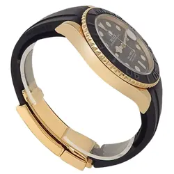 Rolex Yacht-Master 18k Yellow Gold Black Rubber Auto Black Men's Watch 226658