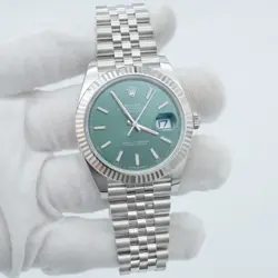 2025 ROLEX DATEJUST 41MM 126334 STEEL & WHITE GOLD MINT GREEN DIAL JUBILEE