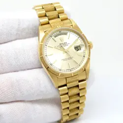 ROLEX 18248 DAY DATE 36 18K YELLOW GOLD BARK FINISH WITH CHAMPAGNE DIAL