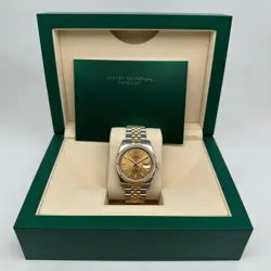 ROLEX DATEJUST 116233 36MM 18K YELLOW GOLD STEEL CHAMPAGNE DIAL MEN WATCH