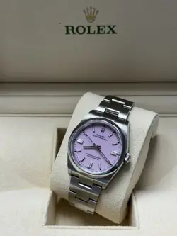 ROLEX OYSTER PERPETUAL 36MM CANDY PINK DIAL FULL SET BOX AND PAPERS WATCH 126000