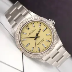 Rolex Oyster Perpetual 31mm 2ct Diamonds Beige Dial Steel Automatic Watch