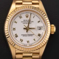 PRESIDENTIAL ROLEX DATEJUST 6917 FLUTED BEZEL WATCH 26MM WHITE ROMAN DIAL
