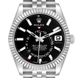 ROLEX SKY-DWELLER STEEL WHITE GOLD BLACK DIAL MENS WATCH 336934 BOX CARD