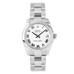 ROLEX DATEJUST 31 STAINLESS STEEL WHITE DIAL SMOOTH OYSTER 31MM 178240 FULL SET