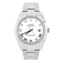 ROLEX DATEJUST 41 STAINLESS STEEL WHITE DIAL 41MM FLUTED OYSTER 126334 FULL SET