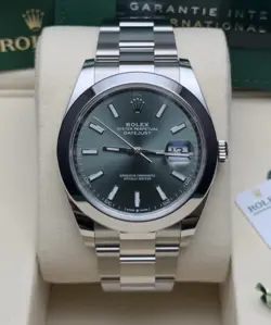 ROLEX DATEJUST 126300 MINT GREEN BNIB FULL SET