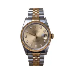 ROLEX 16233 DATEJUST 36MM CHAMPAGNE DIAMOND JUBILEE WATCH, ROLEX BOX