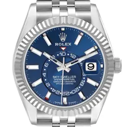 ROLEX SKY-DWELLER STEEL WHITE GOLD BLUE DIAL MENS WATCH 336934