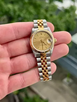 1997 ROLEX DATEJUST 31MM 68273 CHAMPAGNE DIAL W/ ROLEX PAPERS & TAGS
