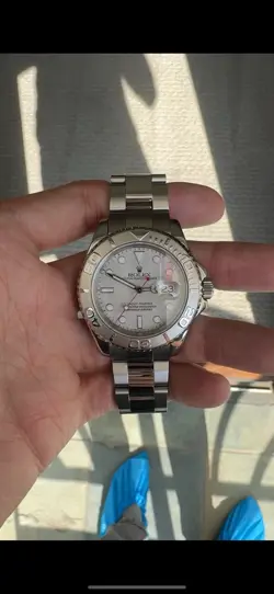 ROLEX 2005 YACHT-MASTER 40MM PLATINUM BEZEL STEEL WATCH 16622