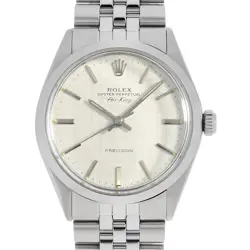 ROLEX AIR KING 5500 SILVER BAR LINEN DIAL ALL TRITIUM 28 NUMBER ANTIQUE MENS