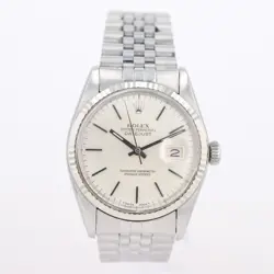 ROLEX DATEJUST SILVER DIAL AUTOMATIC 18K WHITE GOLD BEZEL MEN'S WRISTWATCH