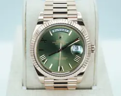 ROLEX 228235 DAY DATE 40 18K ROSE GOLD OLIVE GREEN ROMAN DIAL 2022 WARRANTY