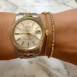 ROLEX PERPETUAL DATE GOLD AND SILVER JUBILEE BRACELET WITH GOLD BEZEL