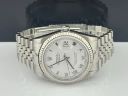 Rolex 36mm Datejust Mens 2002 Stainless Steel Jubilee White Roman Dial Ref 16234