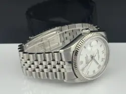 Rolex 36mm Datejust Mens 2002 Stainless Steel Jubilee White Roman Dial Ref 16234