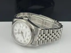 Rolex 36mm Datejust Mens 2002 Stainless Steel Jubilee White Roman Dial Ref 16234