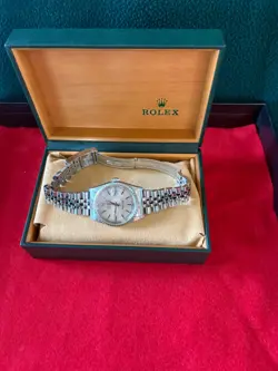 ROLEX MEN'S DATEJUST - 18K GOLD FLUTED BEZEL-SILVER JUBILEE ORIGINAL BOX /PAPERS