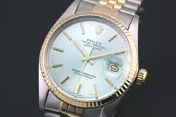 VINTAGE ROLEX DATEJUST 16013 CAL 3035 AUTOMATIC MEN`S ICE BLUE DIAL  WATCH