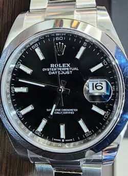 ROLEX DATEJUST 41 WATCH STEEL AUTOMATIC BLACK DIAL 126300