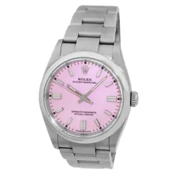 ROLEX STAINLESS STEEL 36MM OYSTER PERPETUAL CANDY PINK DIAL 126000 BOX 2022MINTY