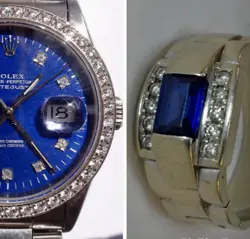 ROLEX DATEJUST OYSTER 36MM 2CTVS1 DIAMOND  & 14K WHITE GOLD MEN SAPPHIRE RING NR