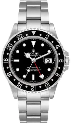 ROLEX GMT-MASTER II 40MM STAINLESS STEEL BLACK DIAL DATE MEN'S WATCH 16710
