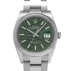 ROLEX DATEJUST 36 126200 OLIVE GREEN PALM MOTIF WATCH 672005