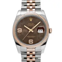ROLEX DATEJUST 36 116231 CHOCOLATE FLOWER/DIAMOND WATCH 664423