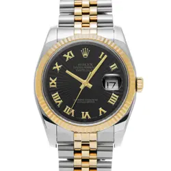ROLEX DATEJUST 116233 BLACK SUNBEAM WATCH 669106
