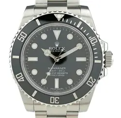 USED ROLEX SUBMARINER NON-DATE 114060 BLACK CASE: 40MM MEN'S WATCH #105015