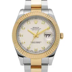 ROLEX DATEJUSTII 116333G IVORY/DIAMOND WATCH 664024