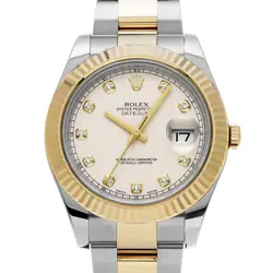 ROLEX DATEJUSTII 116333G IVORY/DIAMOND WATCH 669725
