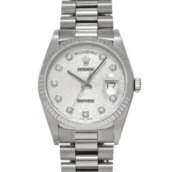 ROLEX DAY-DATE 18239G SILVER COMPUTER WATCH 627218
