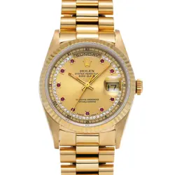 ROLEX DAY-DATE 18238LR CHAMPAGNE/MILLIARD DIAMOND/RUBY WATCH 663542