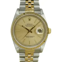 ROLEX 16233 DATEJUST CHAMPAGNE GOLD TAPESTRY #KN276