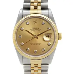 ROLEX 16233G DATEJUST GOLD 10P DIAMOND #KN236