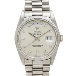 ROLEX 18239A DAY-DATE SILVER MEN'S #KN037