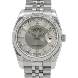 ROLEX DATEJUST 36MM STAINLESS STEEL 18K WHITE GOLD SILVER/GRAY DIAL 116234
