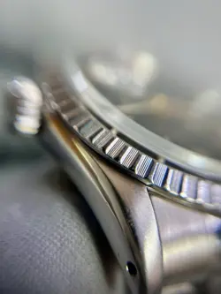 Rolex 1980 Datejust 16030 Black Dial Gold Markers Engine Turn Bezel Jubilee Box