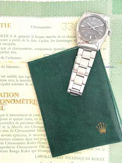 ROLEX WATCH DATEJUST PIE PAN 36 MM  AUTOMATIC  WHITE GOLD FLUTED BEZEL DOCUMENTS