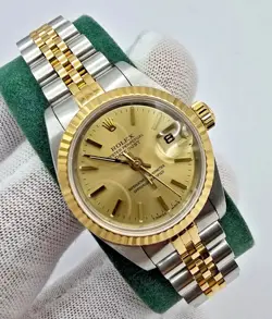 ROLEX 26MM WOMENS 69173 STAINLESS STEEL & 18K AUTOMATIC WATCH 1990