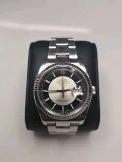 ROLEX DATEJUST 36MM STAINLESS STEEL MEN'S WATCH BLACK TUXEDO DIAL