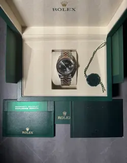 ROLEX DATEJUST 36MM SLATE ROMAN DIAL TWO-TONE ROSE GOLD JUBILEE WATCH 126233