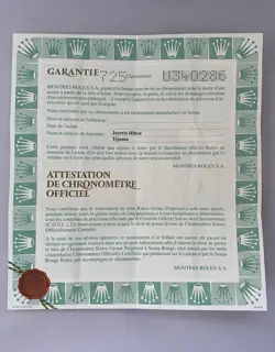 ROLEX LADIES DATEJUST 69173 GARANTIE PAPER W SERIAL