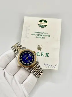 ROLEX DATEJUST 16013 W/ PAPERS! AM BLUE VIGNETTE DIAL