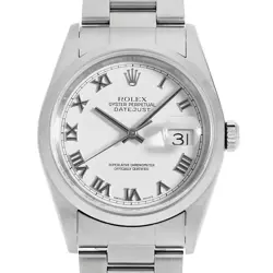 ROLEX DATEJUST 16200 WHITE ROMAN 3 ROW OYSTER BRACELET K NUMBER SECOND HAND MENS